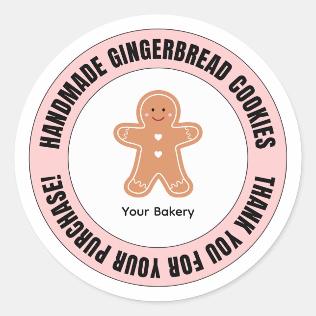 Pegatina Redonda Gingerbread Thank You for Your Order  (Anverso)