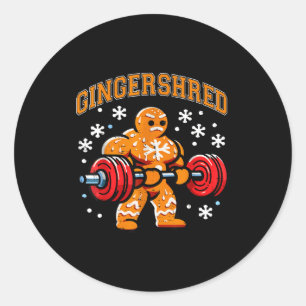 Pegatina Redonda Gingershred Divertido Hombre de Jengibre Gimnasio 