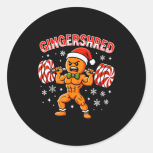 Pegatina Redonda Gingershred Divertido Hombre de Jengibre Gimnasio 