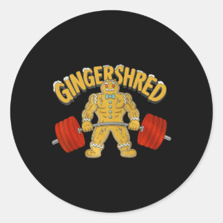 Pegatina Redonda Gingershred Funny Gingerbread Man Gym Bodybuilding