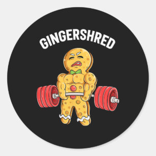 Pegatina Redonda Gingershred Funny Gingerbread Man Gym Bodybuilding