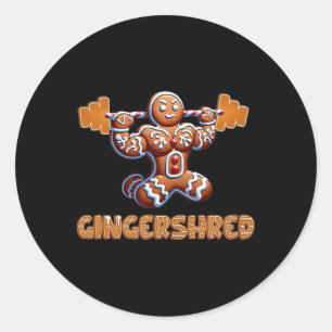 Pegatina Redonda Gingershred Funny Gingerbread Man Gym Bodybuilding