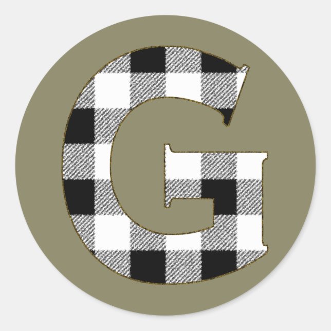 Pegatina Redonda Gingham Check G (Anverso)
