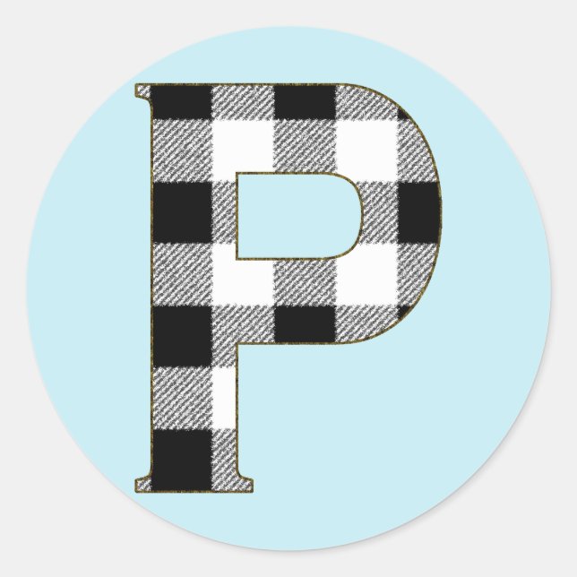 Pegatina Redonda Gingham Check P (Anverso)