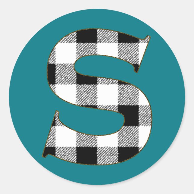 Pegatina Redonda Gingham Check S (Anverso)
