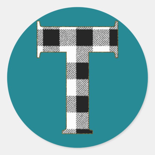 Pegatina Redonda Gingham Check T (Anverso)