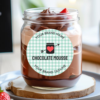 Pegatina Redonda Gingham Checks Green Pattern Jar Label Business