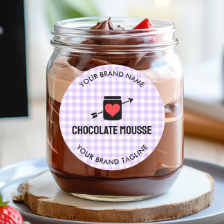 Pegatina Redonda Gingham Checks Purple Pattern Jar Label Business