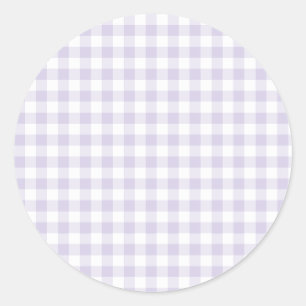 Pegatina Redonda Gingham Clásico Primavera Lavanda Polvorienta