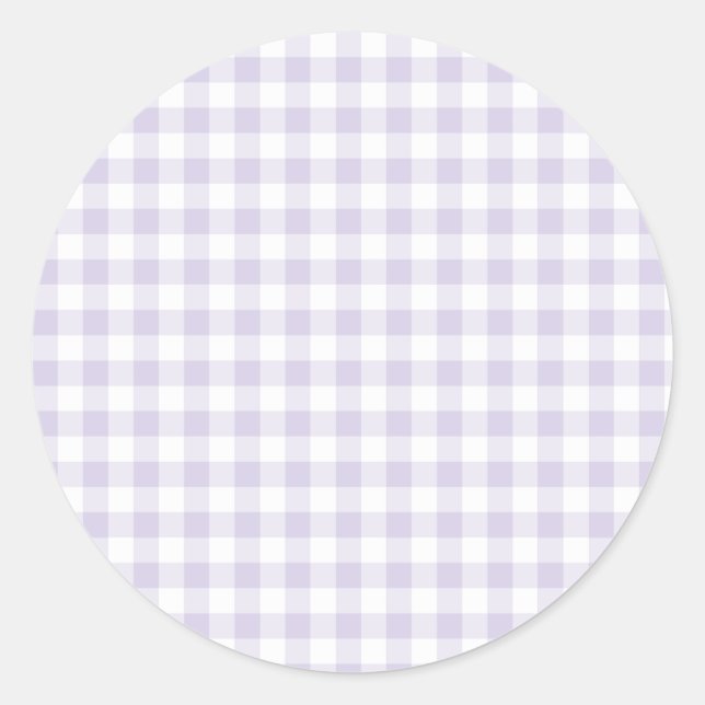 Pegatina Redonda Gingham Clásico Primavera | Lavanda Polvorienta (Anverso)