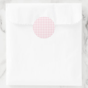 Pegatina Redonda Gingham Clásico Rosa