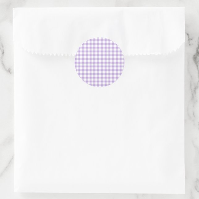 Pegatina Redonda Gingham Clásico Suave Lavanda (Bolso)