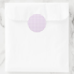 Pegatina Redonda Gingham Clásico Suave Lila