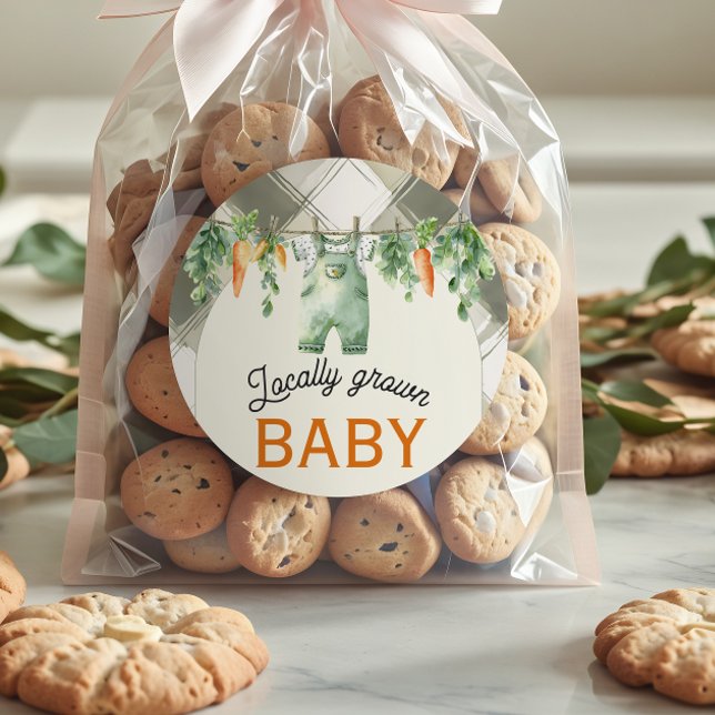 Pegatina Redonda Gingham Clothesline Baby Shower de crecimiento loc (Subido por el creador)