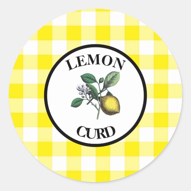 Pegatina Redonda Gingham Lemon Curd (Anverso)