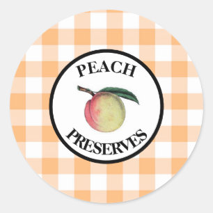 Pegatina Redonda Gingham Peach Preserve