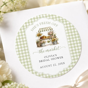 Pegatina Redonda Gingham Personalizado Está Fresca Salida Del Merca