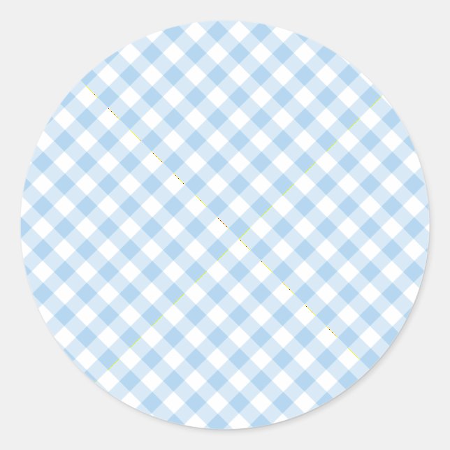 Pegatina Redonda Gingham Retro Azul Bebé (Anverso)