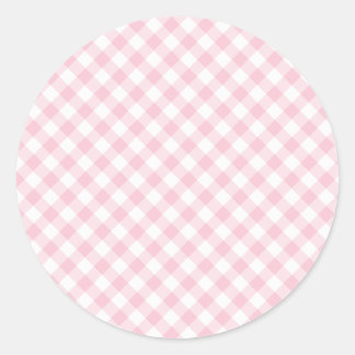 Pegatina Redonda Gingham Retro Rosa