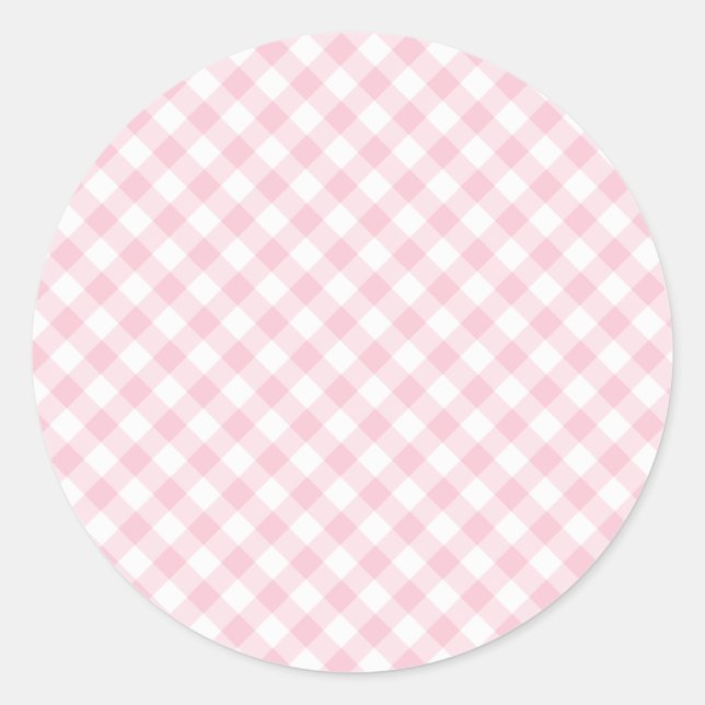 Pegatina Redonda Gingham Retro Rosa (Anverso)