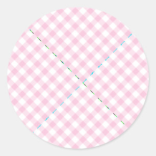 Pegatina Redonda Gingham Retro Rosa Claro