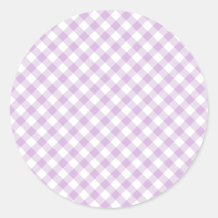 Pegatina Redonda Gingham Retro Suave Lila