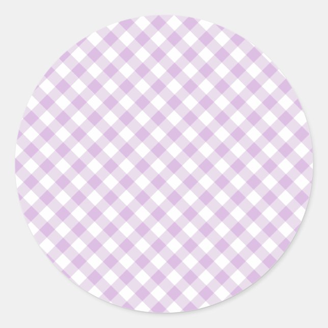 Pegatina Redonda Gingham Retro Suave Lila (Anverso)