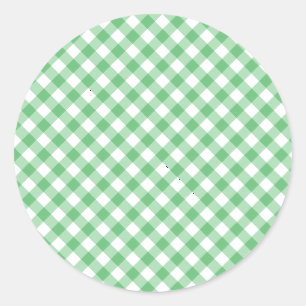 Pegatina Redonda Gingham Retro Verde Verano