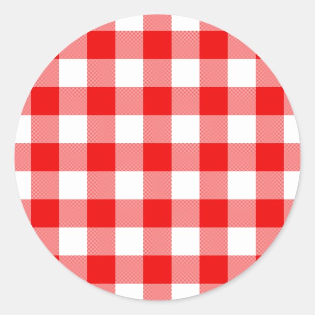 Pegatina Redonda Gingham Rojo (Anverso)
