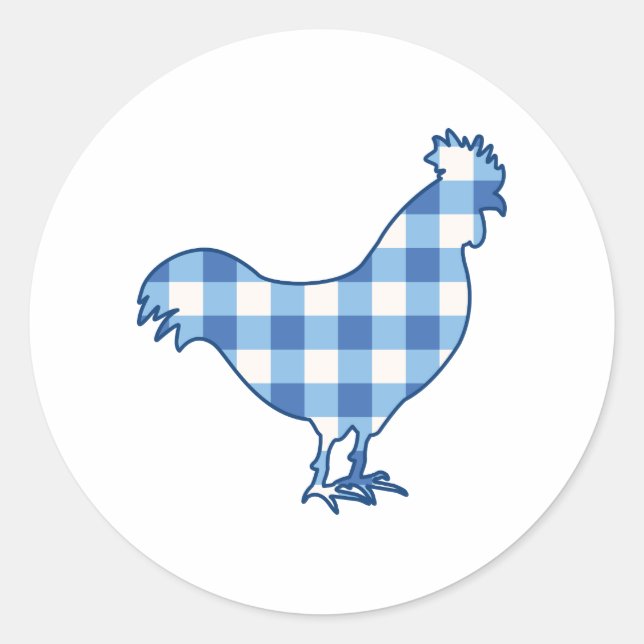 Pegatina Redonda Gingham Rooster (Anverso)