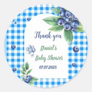 Pegatina Redonda Gingham Sweet Baby Shower