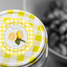 Pegatina Redonda Gingham tu famoso Personalizado Lemon Marmalade