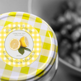 Pegatina Redonda Gingham tu famoso Personalizado Lemon Marmalade