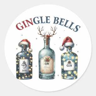 Pegatina Redonda Gingle Bells de regalo de Navidad