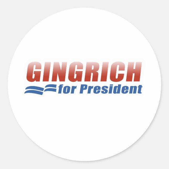 Pegatina Redonda Gingrich para Presidente (2) (Anverso)