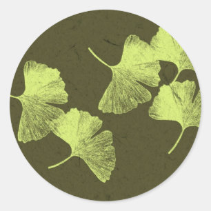 Pegatina Redonda Ginkgo Leaves