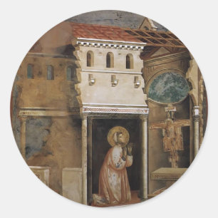 Pegatina Redonda Giotto: Milagro del crucifijo
