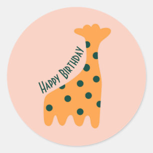 Pegatina Redonda Girafa de naranja adorable y personalizada