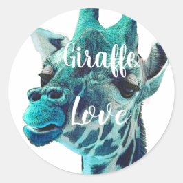 Pegatina Redonda Giraffe ama la tipografía o tu cita favorita