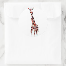 Pegatina Redonda Giraffe Art Wild Animal