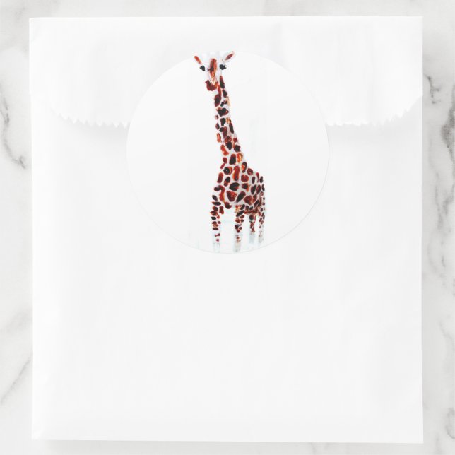 Pegatina Redonda Giraffe Art Wild Animal (Bolso)