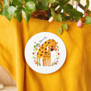 Pegatina Redonda Giraffe Baby Shower