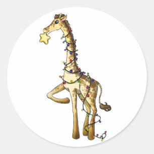 Pegatina Redonda Giraffe brillante