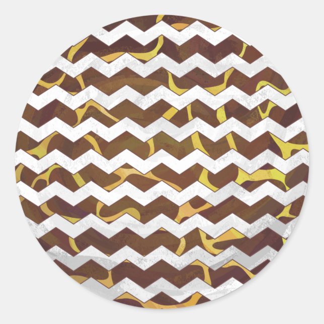 Pegatina Redonda Giraffe Brown and Yellow Print (Anverso)