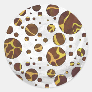 Pegatina Redonda Giraffe Brown and Yellow Print