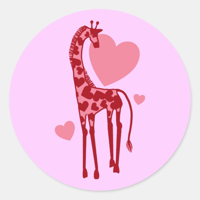 Pegatina Redonda Giraffe con amor (Anverso)