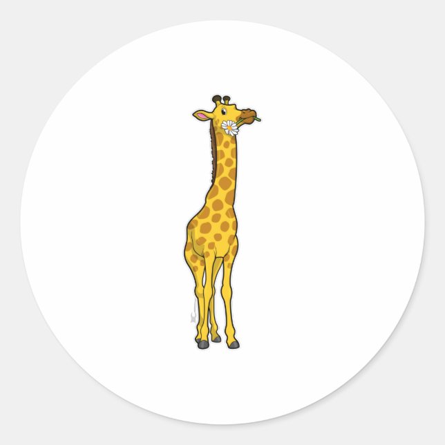 Pegatina Redonda Giraffe con Daisy (Anverso)