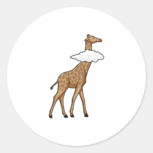 Pegatina Redonda Giraffe con nubes