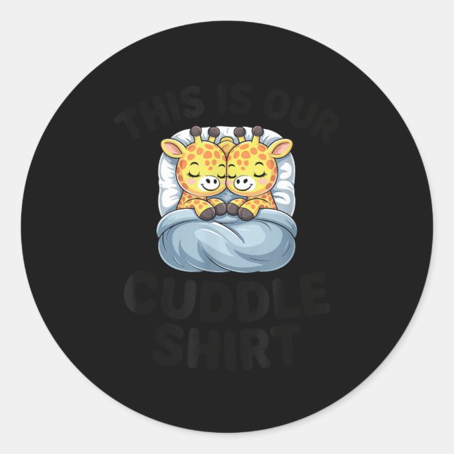 Pegatina Redonda Giraffe Couple Cute Love This Is Our Cuddle  (Anverso)