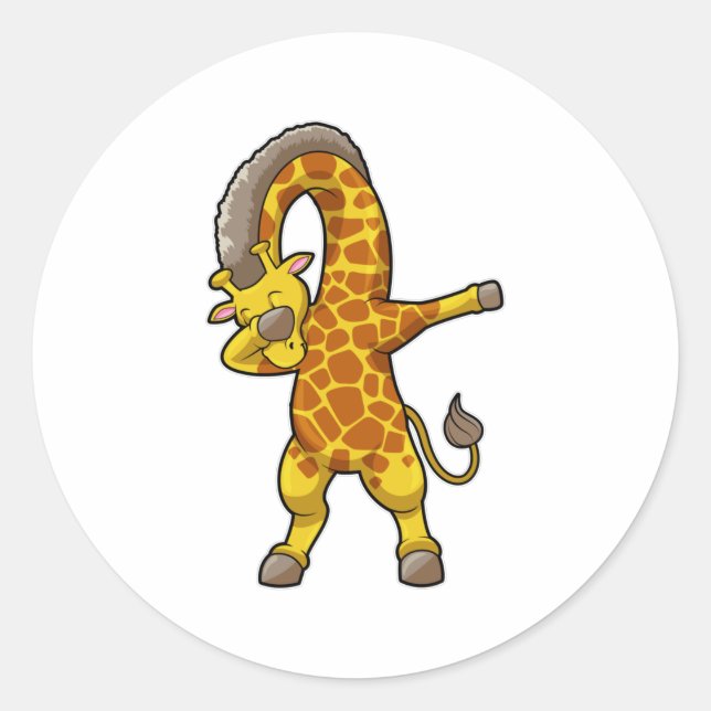 Pegatina Redonda Giraffe en Hip Hop Dance Dab (Anverso)